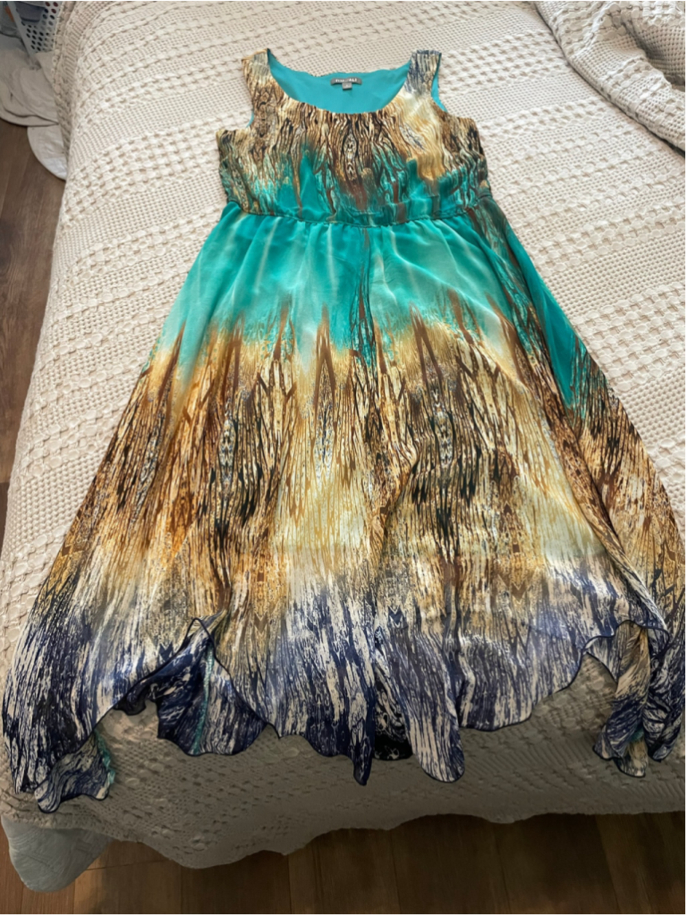 Roz & Ali Midi Dress Size 8 Y2K boho fairycore whimsy handkerchief